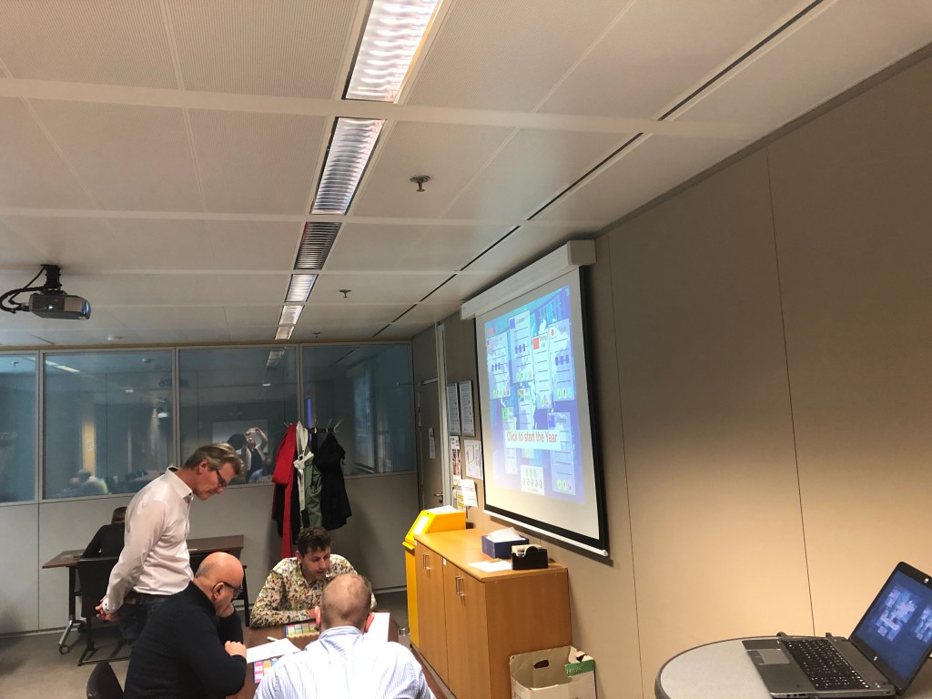 Workshop change management met business game.